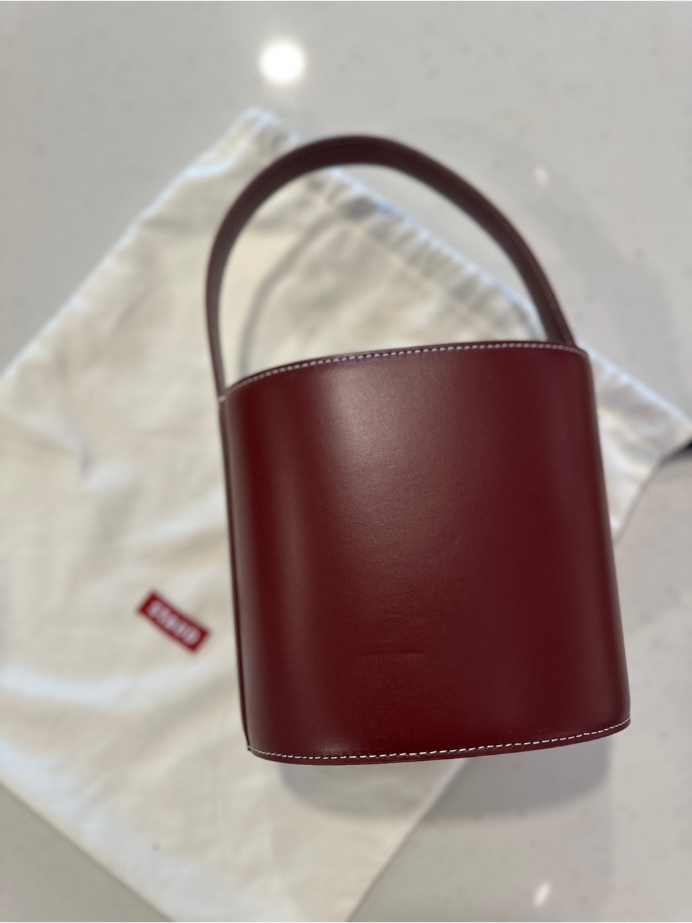 NEW STAUD Red Leather Bucket Bag - Picture 3 of 8